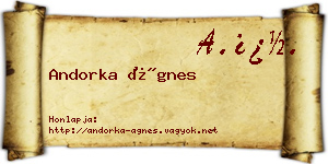 Andorka Ágnes névjegykártya